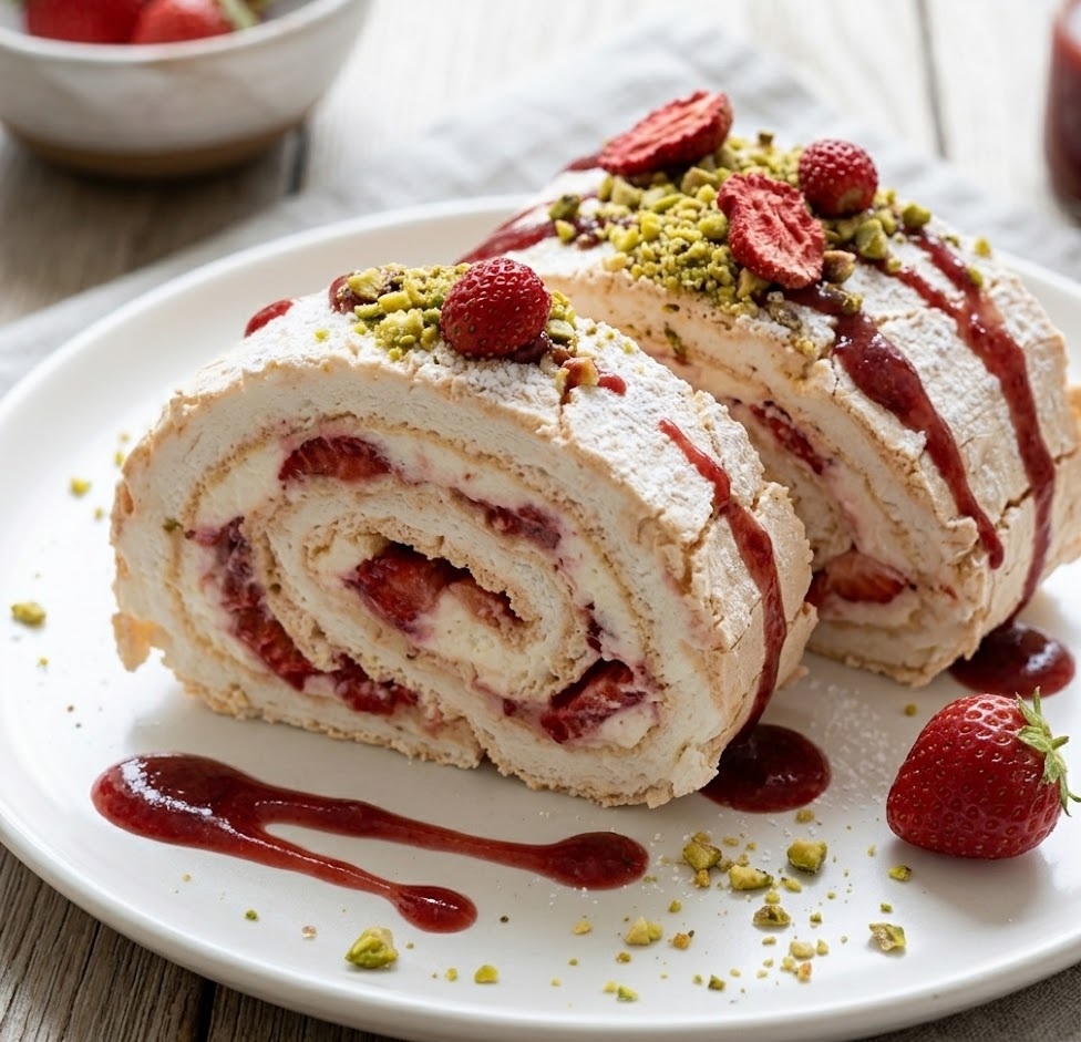 How to Make Strawberry Meringue Roulade